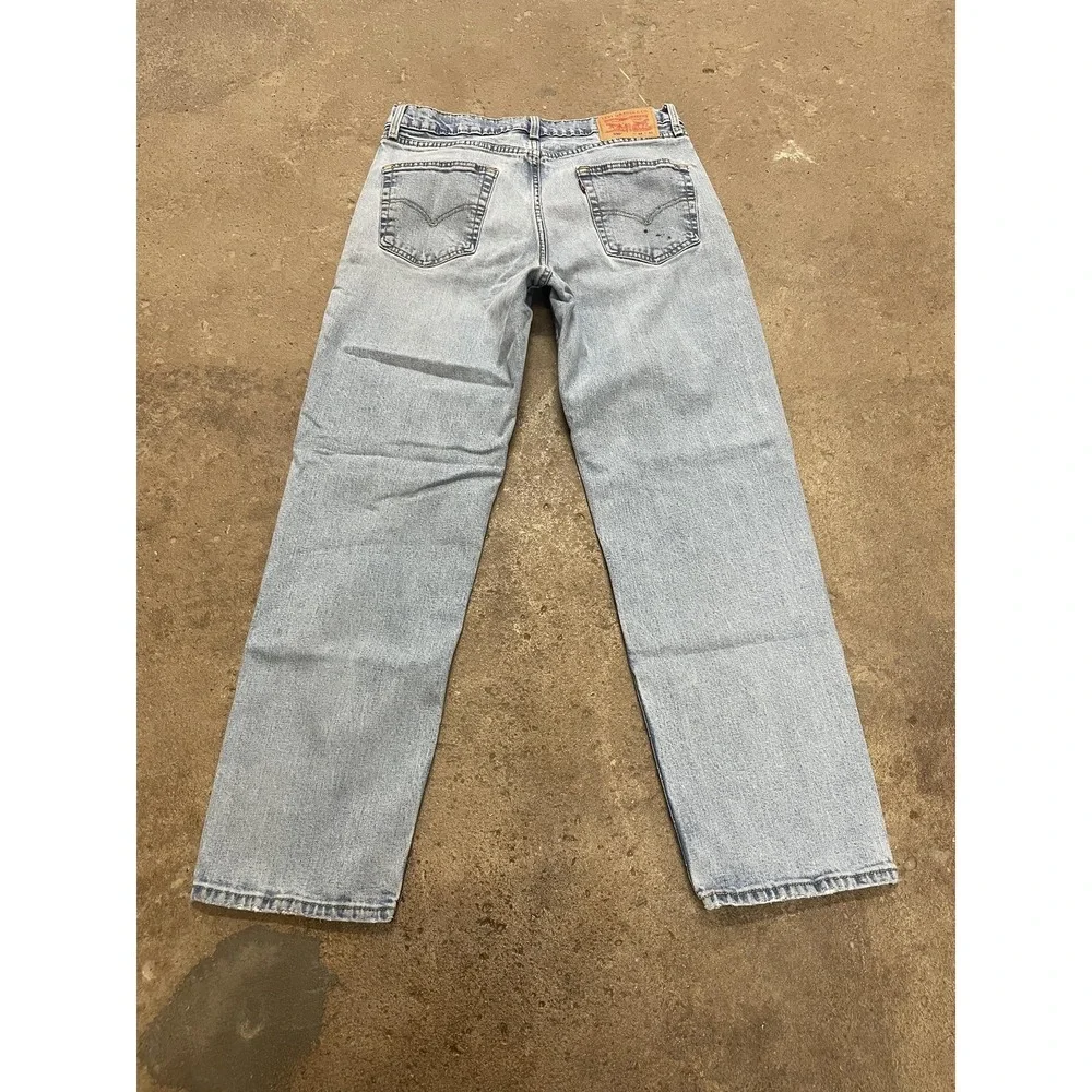 Levis 550 Jeans Mens 34x31 Light Wash Blue Relaxed Tapered Stretch Denim Zip Fly